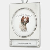 Clumber Spaniel Moeder 2 Sleutelhanger Verzilverd Banner Ornament (Links)