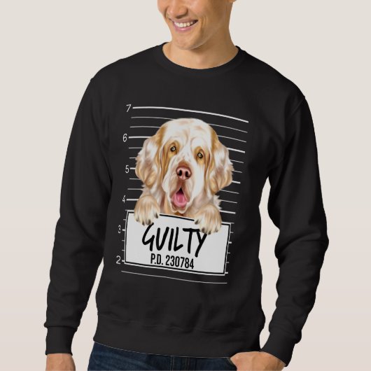 Clumber Spaniel Mugshot Schuldige Hond Trui (Voorkant)