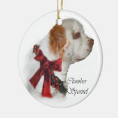 Clumber Spaniel Ornament met kerstcadeaus (Links)