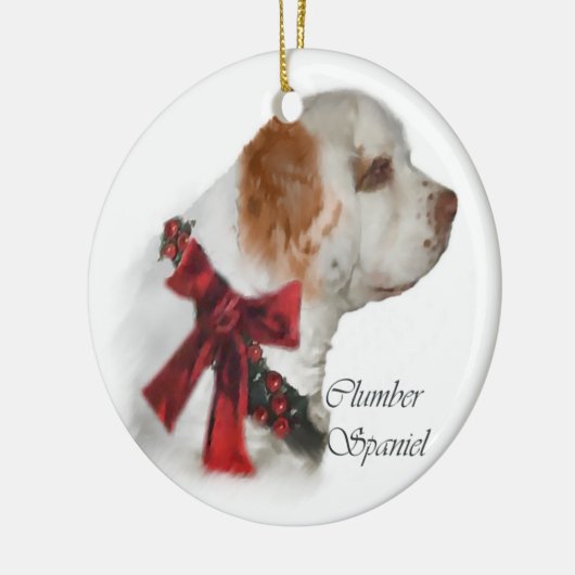 Clumber Spaniel Ornament met kerstcadeaus (Links)