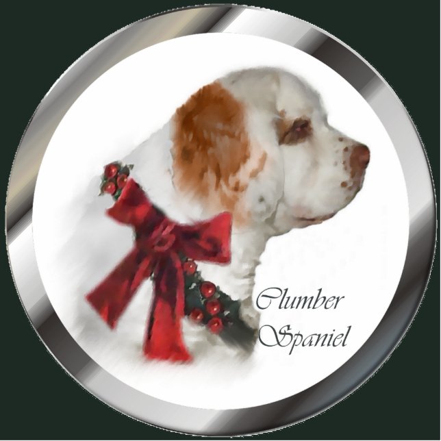Clumber Spaniel Ornament met kerstcadeaus Fotobeeldje Ornament (Voorkant)