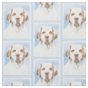 Clumber Spaniel Painting - Kute Original Dog Art Stof