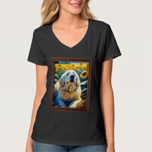 Clumber Spaniel Painting Sunflower Flower Mom Wome T-shirt (Voorkant)