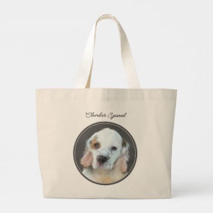Clumber Spaniel Puppy Schilderen Originele Hond Ar Grote Tote Bag