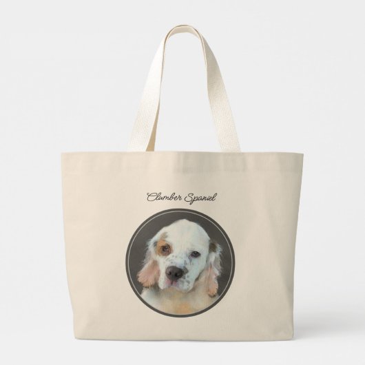 Clumber Spaniel Puppy Schilderen Originele Hond Ar Grote Tote Bag (Achterkant)