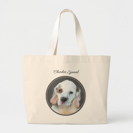 Clumber Spaniel Puppy Schilderen Originele Hond Ar Grote Tote Bag (Voorkant)