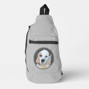 Clumber Spaniel Puppy Schilderen Originele Hond Ar Sling Bag