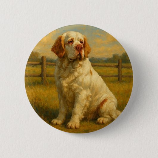 Clumber Spaniel Ronde Button 5,7 Cm (Voorkant)