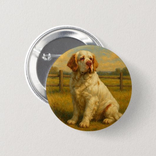 Clumber Spaniel Ronde Button 5,7 Cm (Voorkant /achterkant)