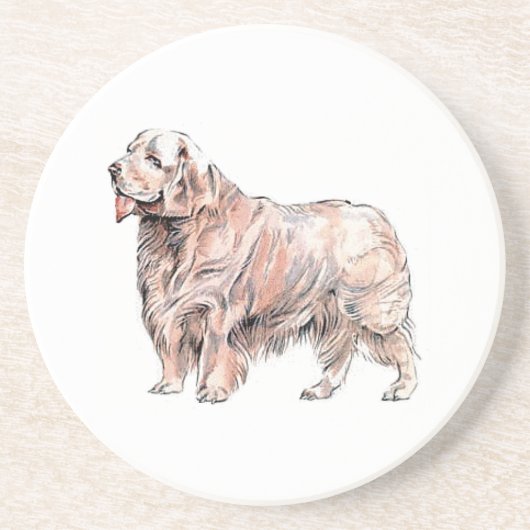 Clumber Spaniel Sandstone Onderzetter (Voorkant)