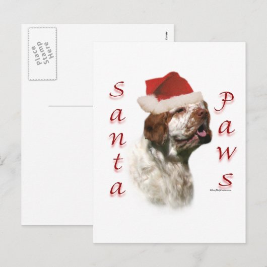 Clumber Spaniel Santa Paws Feestdagenkaart (Voorkant / Achterkant)