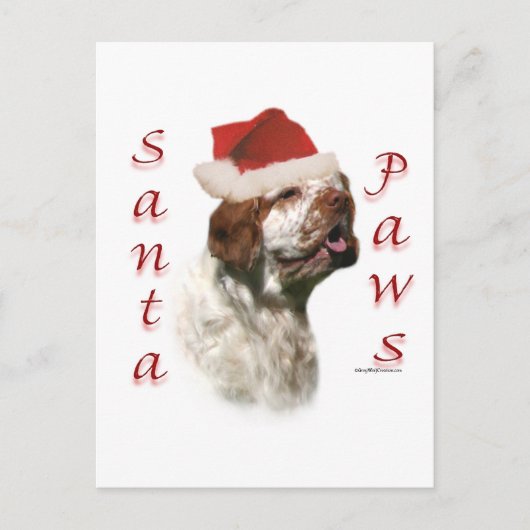 Clumber Spaniel Santa Paws Feestdagenkaart (Voorkant)