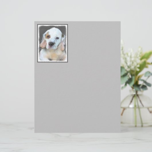 Clumber-spaniel schilderen - Kute Original Dog Art (Staand voorkant)