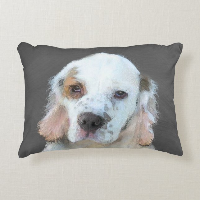 Clumber-spaniel schilderen - Kute Original Dog Art Accent Kussen (Voorkant)
