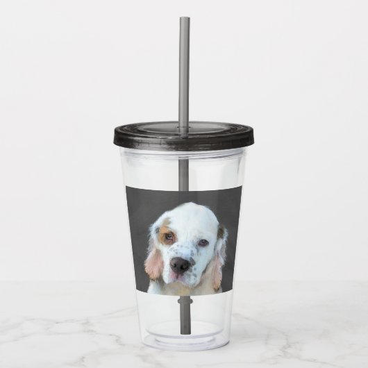 Clumber-spaniel schilderen - Kute Original Dog Art Acryl Drinkbeker (Voorkant)