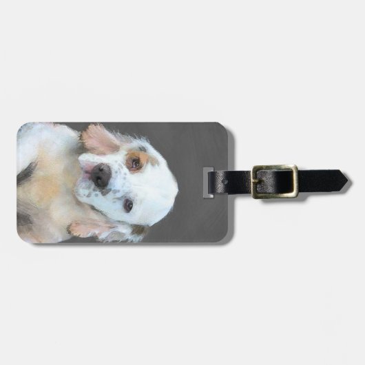 Clumber-spaniel schilderen - Kute Original Dog Art Bagagelabel (Voorkant horizontaal)