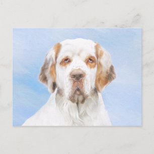 Clumber-spaniel schilderen - Kute Original Dog Art Briefkaart