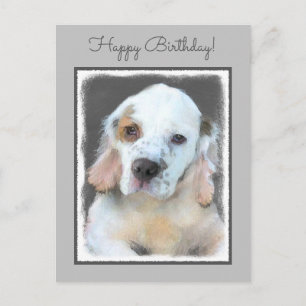 Clumber-spaniel schilderen - Kute Original Dog Art Briefkaart