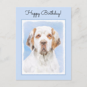 Clumber-spaniel schilderen - Kute Original Dog Art Briefkaart