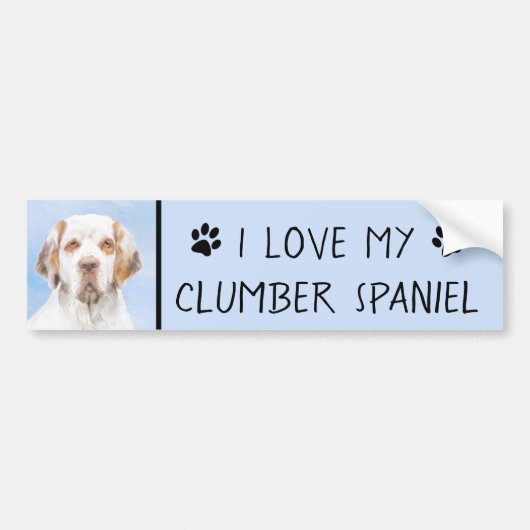 Clumber-spaniel schilderen - Kute Original Dog Art Bumpersticker (Voorkant)