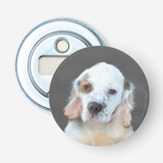 Clumber-spaniel schilderen - Kute Original Dog Art Button Flesopener (Voorkant)