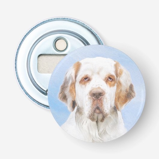 Clumber-spaniel schilderen - Kute Original Dog Art Button Flesopener (Voorkant)