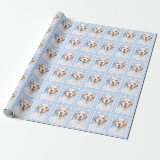 Clumber-spaniel schilderen - Kute Original Dog Art Cadeaupapier (Uitgerold)