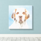 Clumber-spaniel schilderen - Kute Original Dog Art Canvas Afdruk (Insitu (Houten vloer))