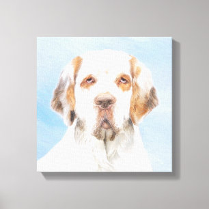 Clumber-spaniel schilderen - Kute Original Dog Art Canvas Afdruk