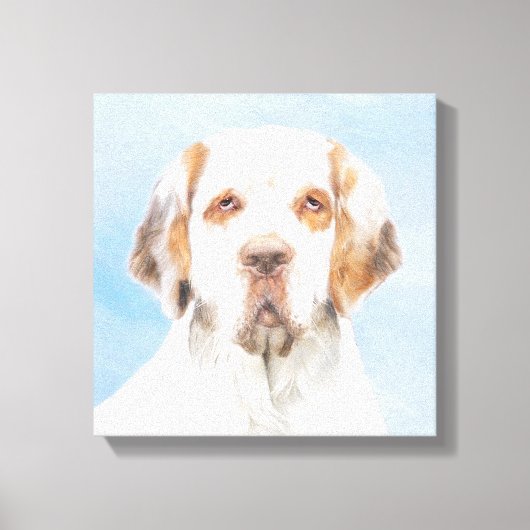 Clumber-spaniel schilderen - Kute Original Dog Art Canvas Afdruk (Voorkant)
