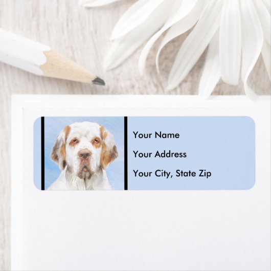 Clumber-spaniel schilderen - Kute Original Dog Art Etiket (Insitu)