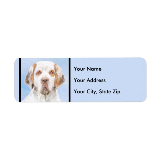 Clumber-spaniel schilderen - Kute Original Dog Art Etiket (Voorkant)