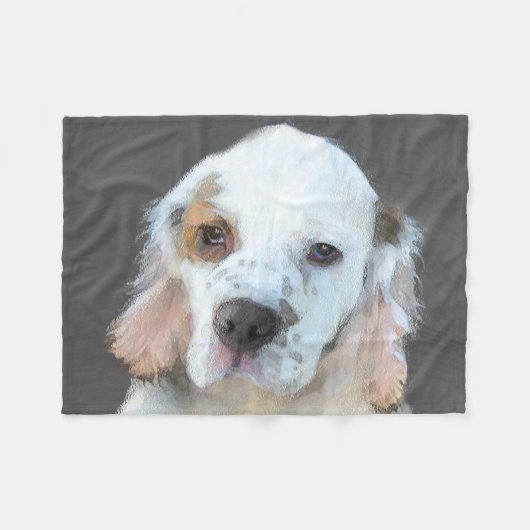 Clumber-spaniel schilderen - Kute Original Dog Art Fleece Deken (Voorkant (Horizontaal))