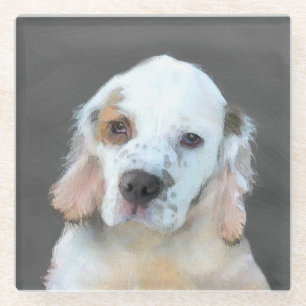 Clumber-spaniel schilderen - Kute Original Dog Art Glazen Onderzetter