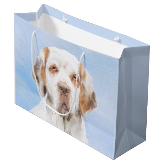 Clumber-spaniel schilderen - Kute Original Dog Art Groot Cadeauzakje (Voorkant Gekanteld)