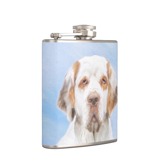 Clumber-spaniel schilderen - Kute Original Dog Art Heupfles (Rechts)