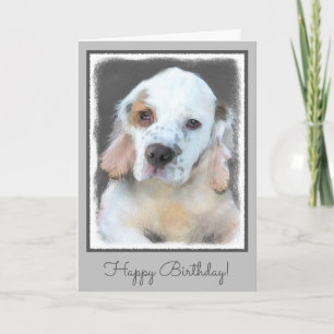 Clumber-spaniel schilderen - Kute Original Dog Art Kaart