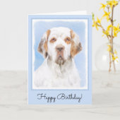 Clumber-spaniel schilderen - Kute Original Dog Art Kaart (Gele Bloem)