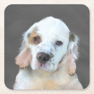 Clumber-spaniel schilderen - Kute Original Dog Art Kartonnen Onderzetters