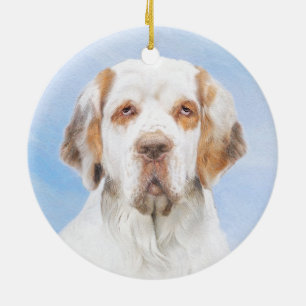 Clumber-spaniel schilderen - Kute Original Dog Art Keramisch Ornament