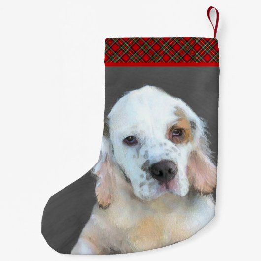 Clumber-spaniel schilderen - Kute Original Dog Art Kleine Kerstsok (Achterkant)