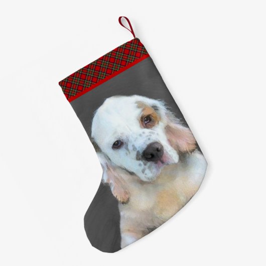 Clumber-spaniel schilderen - Kute Original Dog Art Kleine Kerstsok (Achterkant (Hangend))