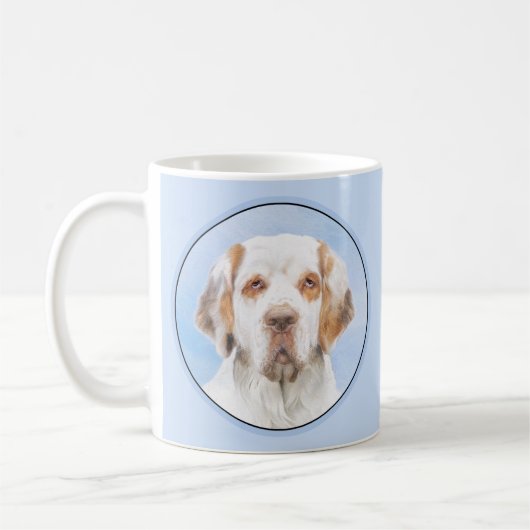 Clumber-spaniel schilderen - Kute Original Dog Art Koffiemok (Links)