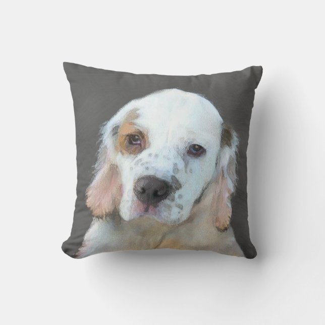 Clumber-spaniel schilderen - Kute Original Dog Art Kussen (Voorkant)