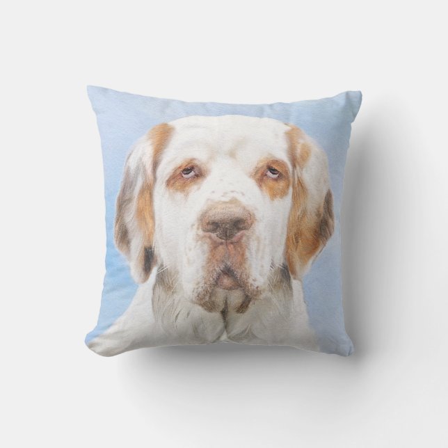 Clumber-spaniel schilderen - Kute Original Dog Art Kussen (Voorkant)