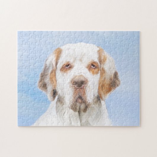 Clumber-spaniel schilderen - Kute Original Dog Art Legpuzzel (Horizontaal)