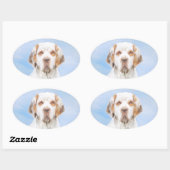 Clumber-spaniel schilderen - Kute Original Dog Art Ovale Sticker (Vel)
