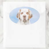 Clumber-spaniel schilderen - Kute Original Dog Art Ovale Sticker (Tas)