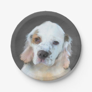 Clumber-spaniel schilderen - Kute Original Dog Art Papieren Bordje
