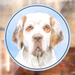 Clumber-spaniel schilderen - Kute Original Dog Art Raamsticker
